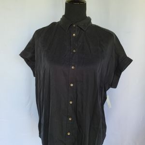 NWT Daily Ritual Short Sleeve Blouse Black - M